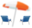 Beach umbrella and chairs